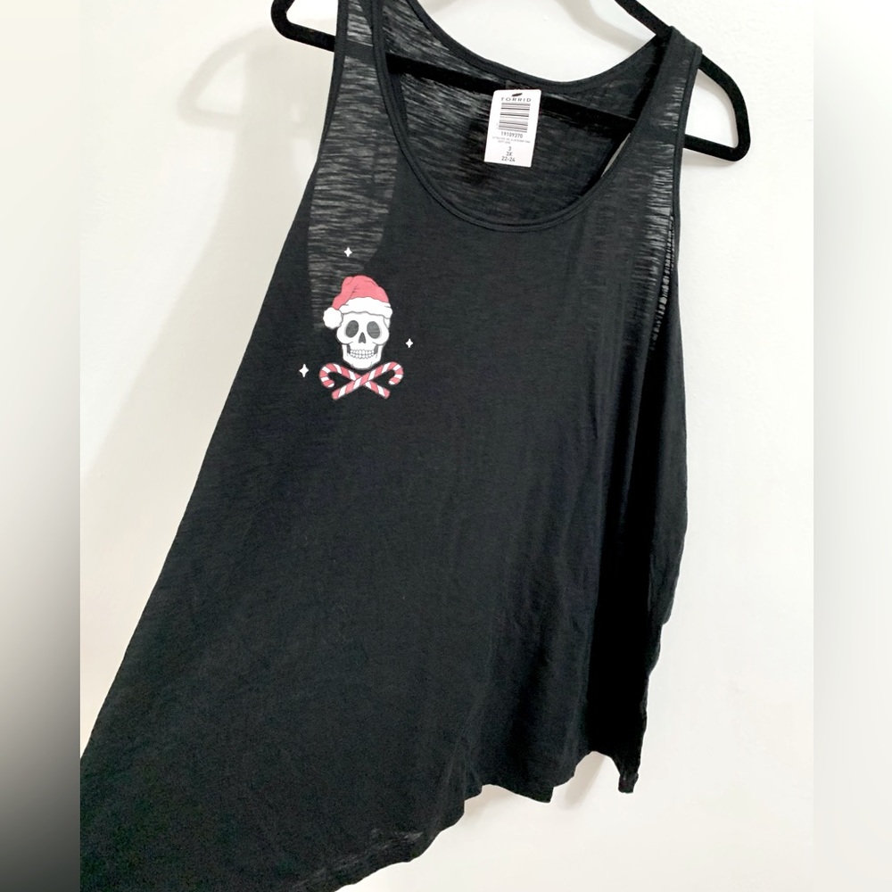 Torrid Christmas Skull Candy Cane Racerback Tank Top - 3X - 22/24 - NEW